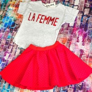 Red skirt Top and skirt set